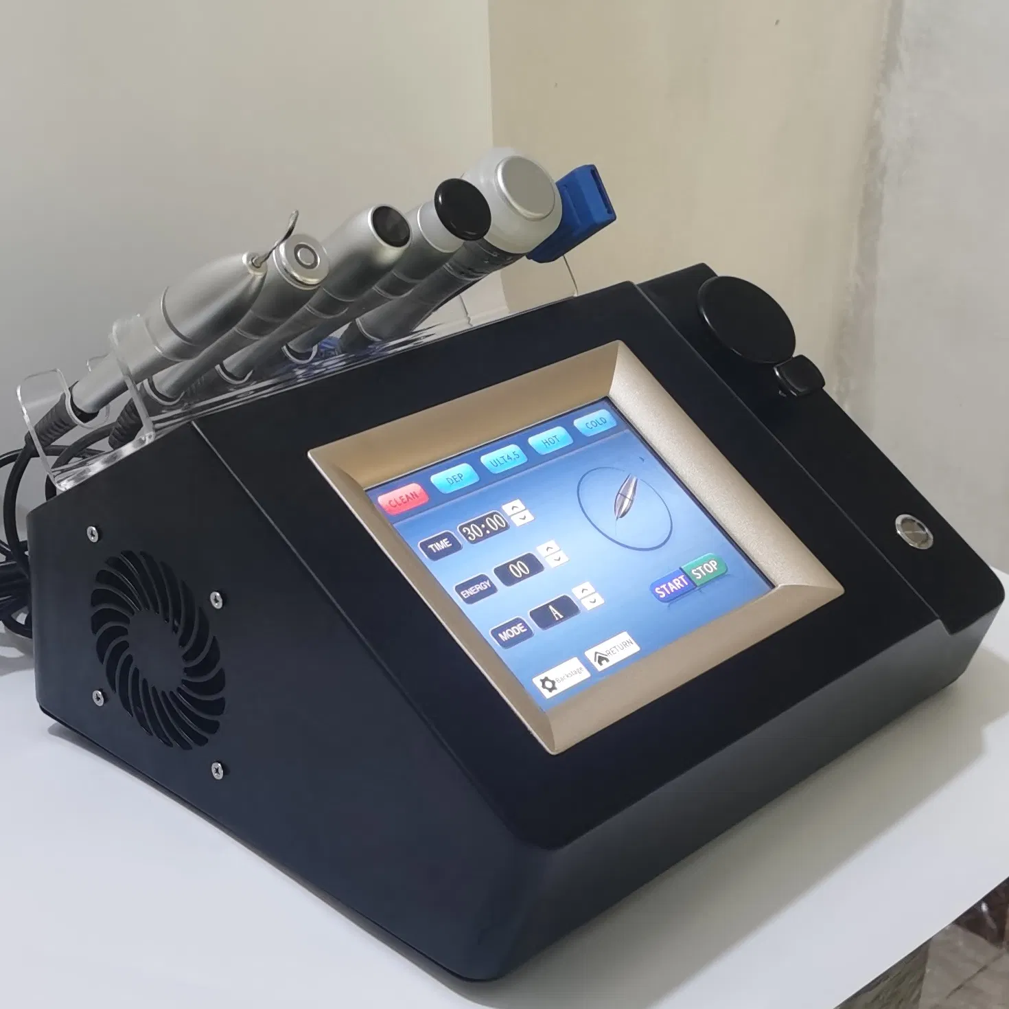 Latest 5 in 1 Microcurrent Vmax Hifu Monopolar RF Anti-Wrinkle Anti-Aging Machine with Skin Scrubber Cold Hammer